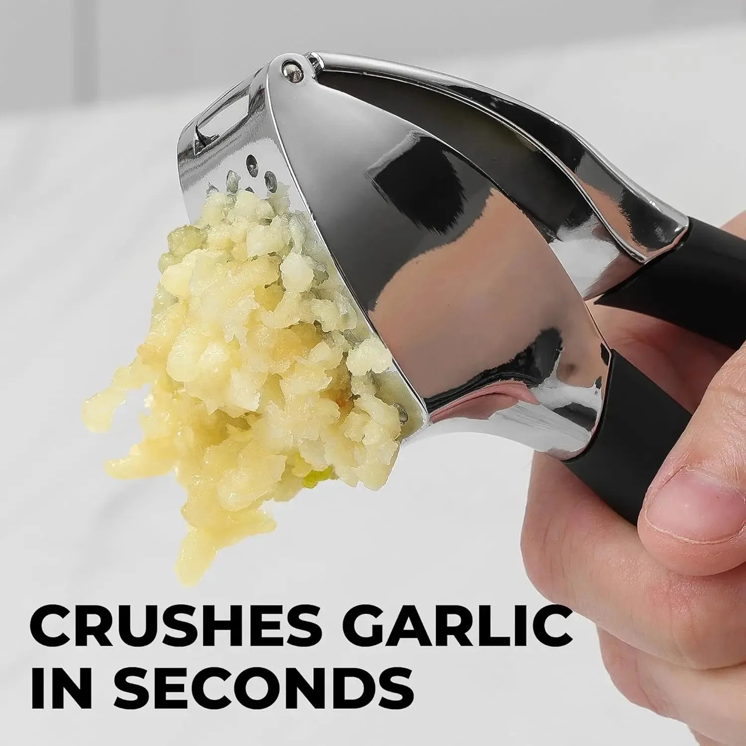 Stainless Steel Garlic Press Set – Rust-Proof Garlic Mincer with Peeler & Brush