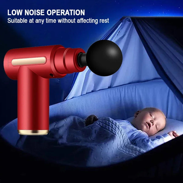 Mini Wireless Massage Gun – Deep Tissue Fascia Relaxation Device with 4 Heads & USB Rechargeable Design