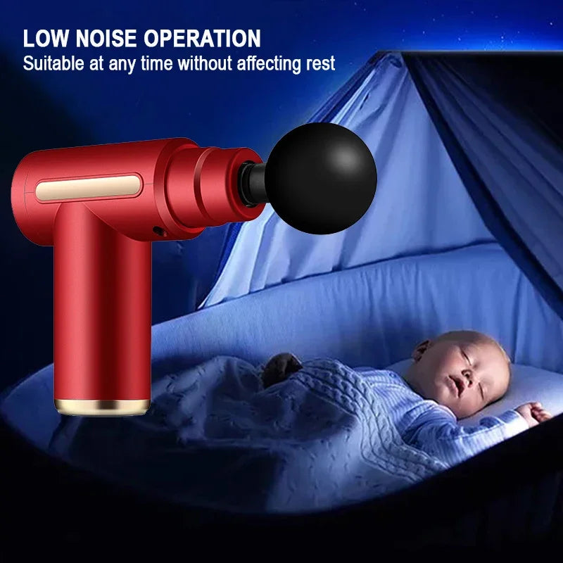 Mini Wireless Massage Gun – Deep Tissue Fascia Relaxation Device with 4 Heads & USB Rechargeable Design