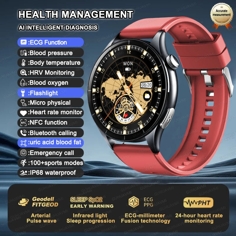 2025 ECG+PPG Smart Health Watch – NFC Fitness Tracker for Men & Women | Heart Rate, Blood Pressure, SpO2, Sleep, & Sports Smartwatch (Android/iOS) - Live Easy