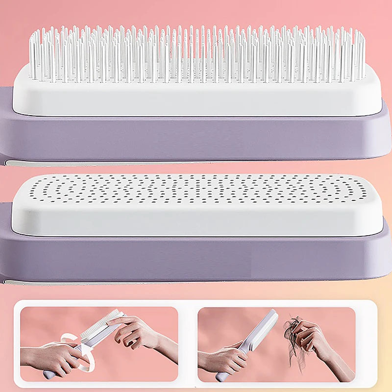 Women’s Rotating Hair Comb with One-Click Cleaning – Anti-Static Detangling Brush for Blow Drying & Styling - Live Easy