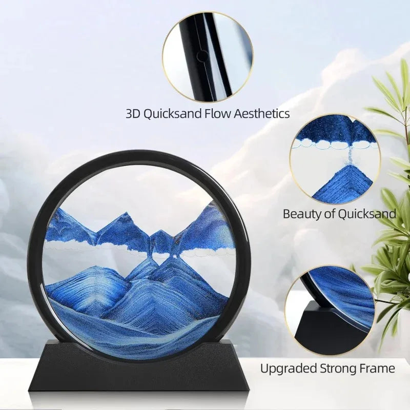 3D Hourglass Quicksand Moving Sand Art – Round Glass Deep Sea Sandscape Painting - Live Easy