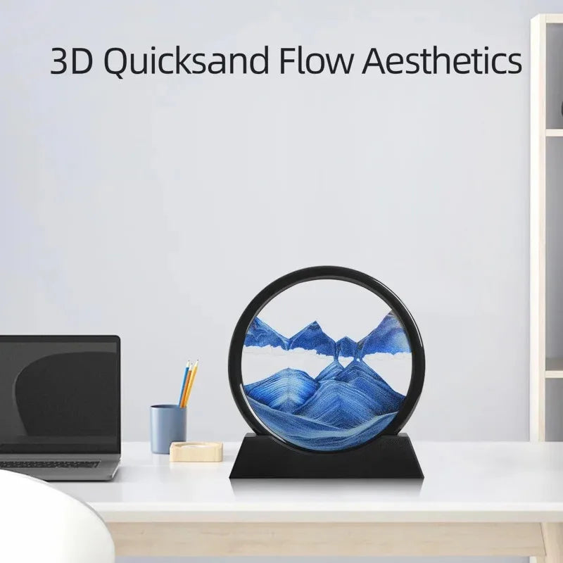3D Hourglass Quicksand Moving Sand Art – Round Glass Deep Sea Sandscape Painting - Live Easy