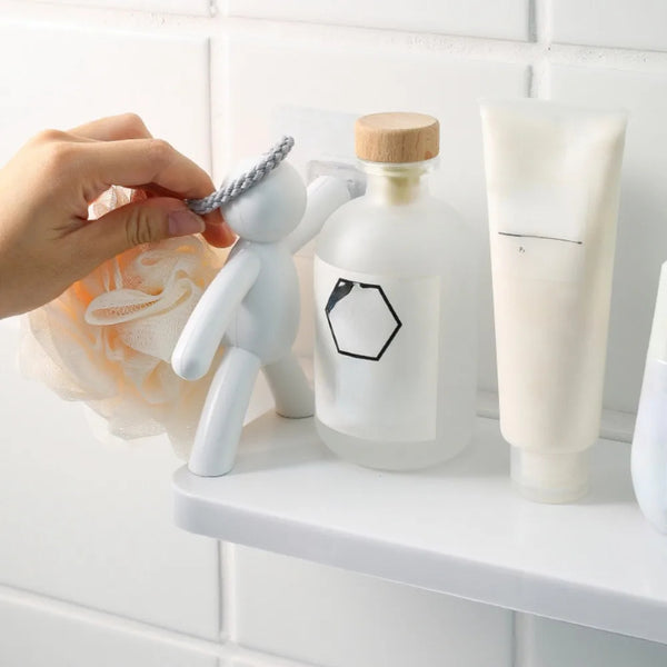 Cartoon Figure Self-Adhesive Wall Shelf – No-Drill Bathroom & Kitchen Organizer Rack