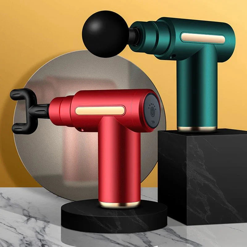 Mini Wireless Massage Gun – Deep Tissue Fascia Relaxation Device with 4 Heads & USB Rechargeable Design