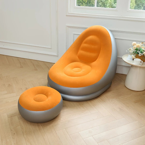 Inflatable Lounge Sofa with Footstool Set – Portable Air Chair for Home, Office, Travel & Poolside Relaxation