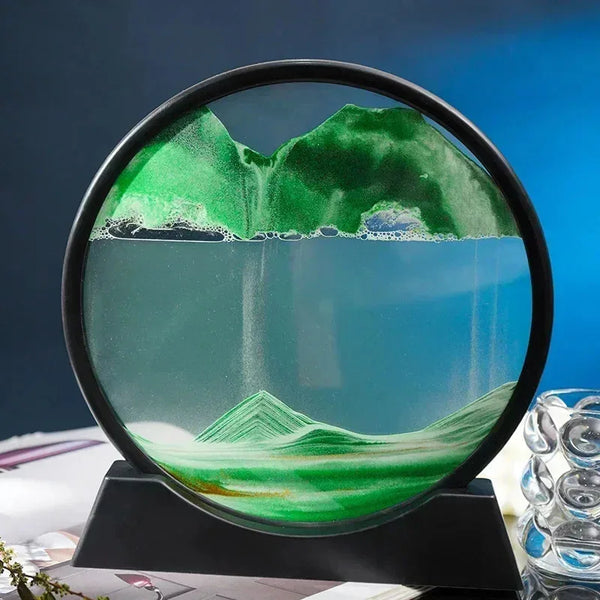 3D Hourglass Quicksand Moving Sand Art – Round Glass Deep Sea Sandscape Painting - Live Easy