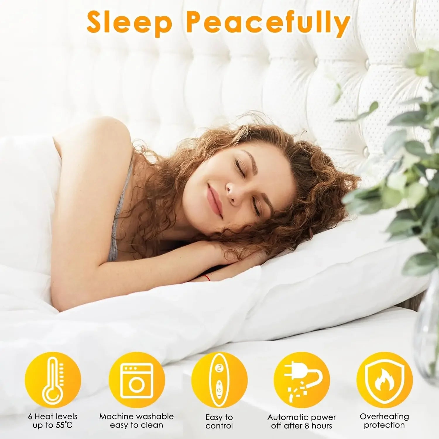 Electric Heated Mattress Pad 150×80cm – 100W Bed Warmer with 6 Heat Levels, Auto-Off & Fast Heating