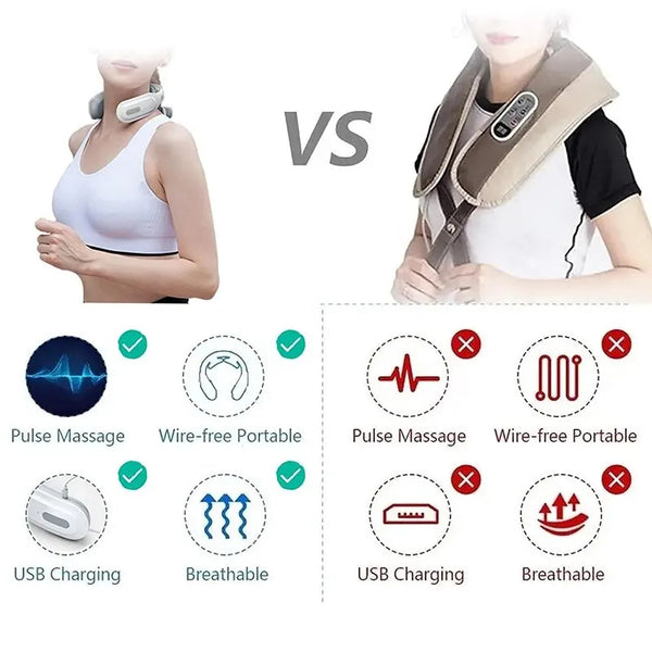 Smart Neck Massager – 4-Head Heating & Vibration Device with 6 Modes & 9 Levels