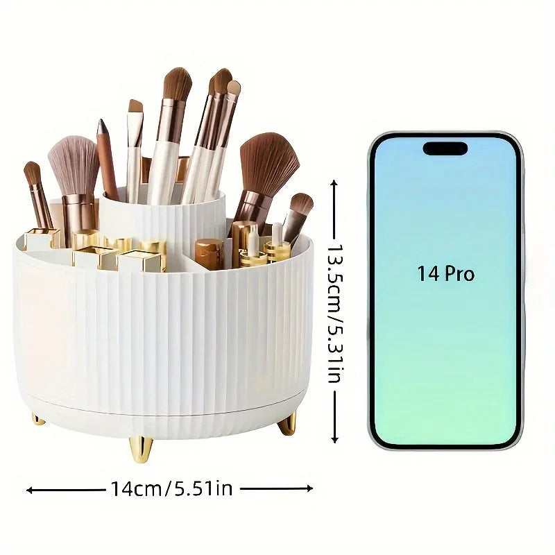 360° Rotating Cosmetic Storage Box – Multi-Functional Makeup Organizer with 5 Compartments - Live Easy