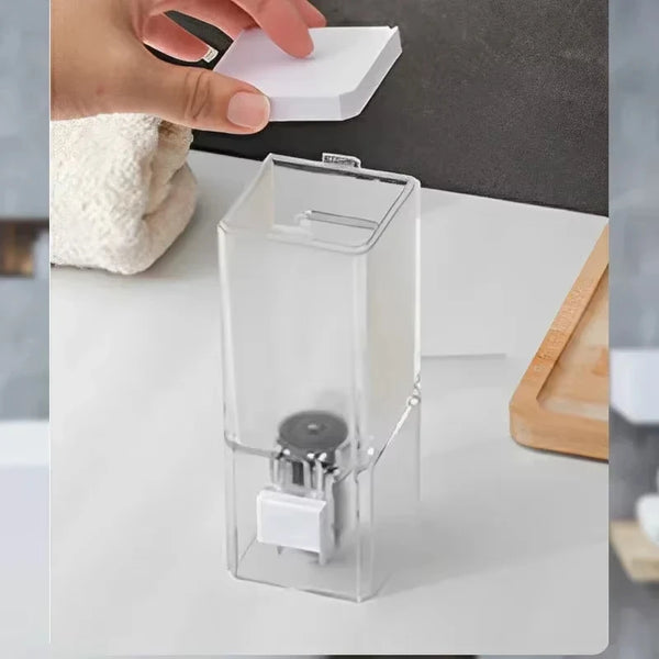 Wall-Mounted Press Soap Dispenser – Transparent Refillable & Leakproof