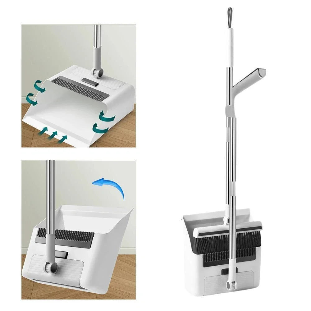 3-in-1 Broom Combo Set – Foldable Floor Brush, Dustpan & Squeegee | Multifunctional Non-Stick Hair Broom - Live Easy