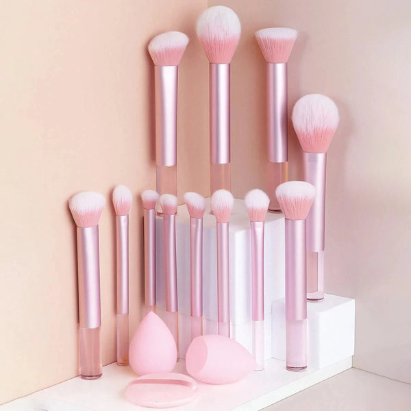 15-Piece Makeup Brush Kit – Soft Synthetic Foundation, Blush & Eyeshadow Brushes