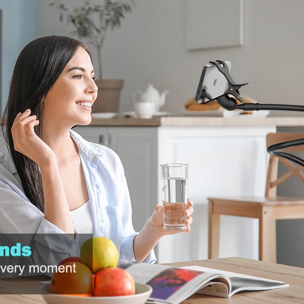 Flexible Long Arm Gooseneck Phone Holder – Adjustable Bedside & Desktop Clamp Mount for Video Calls, Streaming & Live Recording