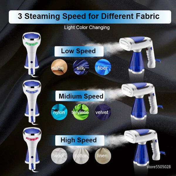 Foldable Clothes Steamer Iron – Portable Handheld Garment Steamer with Fast Heating & 3 Speeds