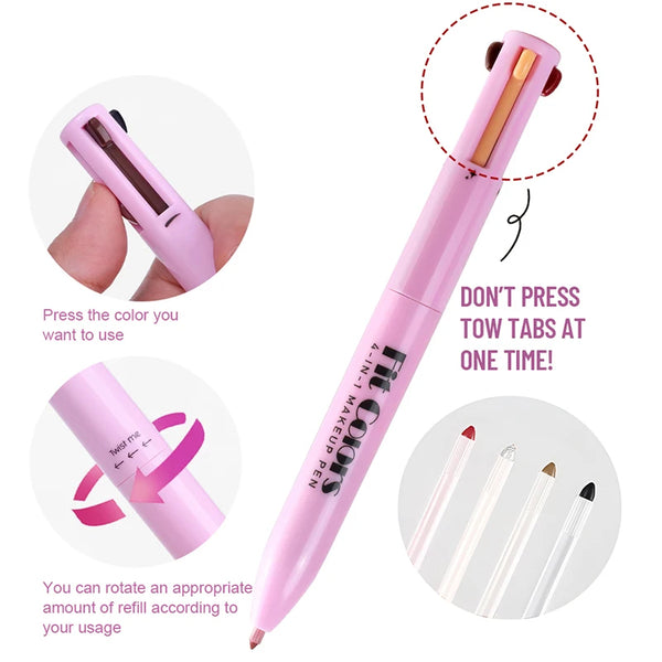 4-in-1 Makeup Pen – Matte Lip Liner, Eyebrow Pencil, Eye Long-Lasting, High-Pigment Feliner & Highlighter | All-in-One Beauty Tool for Everyday - Live Easy