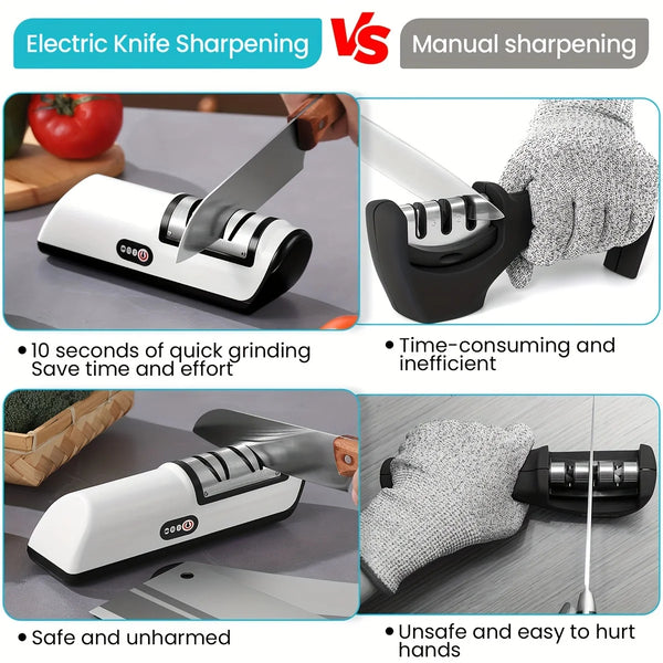 Electric Knife Sharpener – Professional 4-Gear Automatic Multifunctional Sharpener for Kitchen Knives - Live Easy