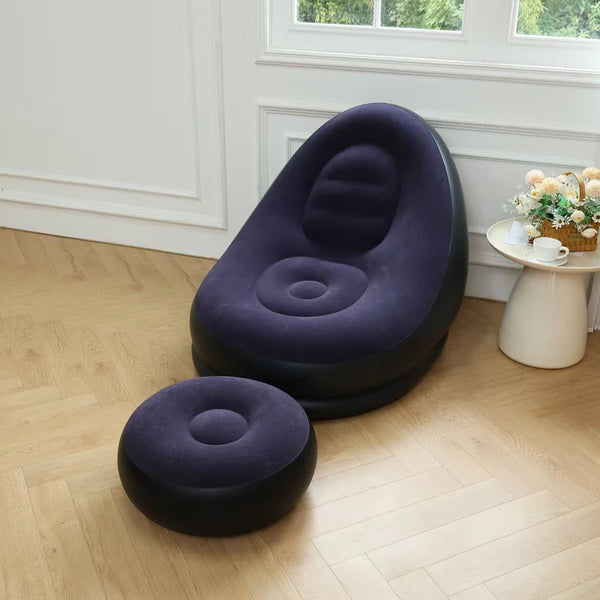 Inflatable Lounge Sofa with Footstool Set – Portable Air Chair for Home, Office, Travel & Poolside Relaxation