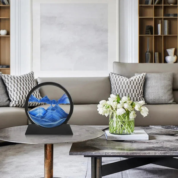 3D Hourglass Quicksand Moving Sand Art – Round Glass Deep Sea Sandscape Painting - Live Easy