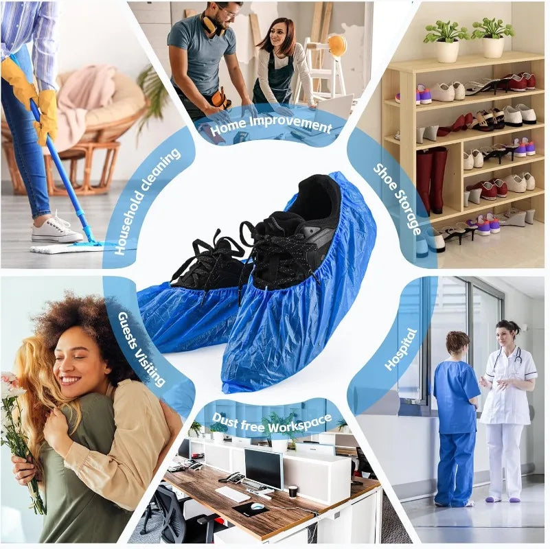 Disposable Non-Woven Shoe Covers – Anti-Slip, Waterproof, and Mud-Proof Booties | Household, Travel & Hotel Protective Shoe Covers (Plastic + Fabric) - Live Easy