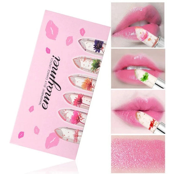 Flower Jelly Lipstick Set – Color-Changing Long-Lasting Lip Balm (6PCS)