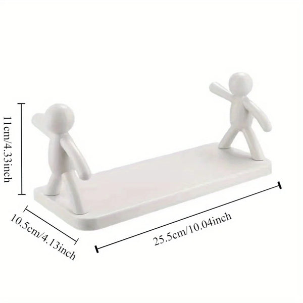 Cartoon Figure Self-Adhesive Wall Shelf – No-Drill Bathroom & Kitchen Organizer Rack