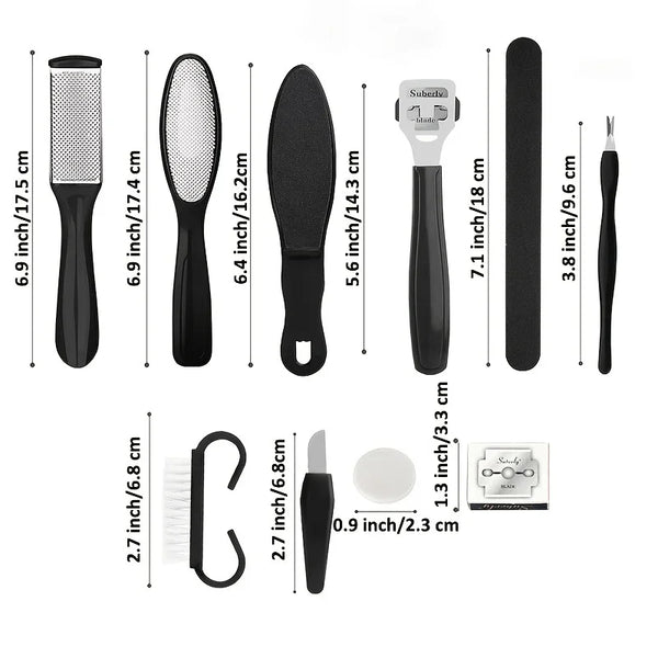 8PCS Professional Pedicure Kit – Stainless Steel Foot Care Tools with Callus Remover & Heel Scraper