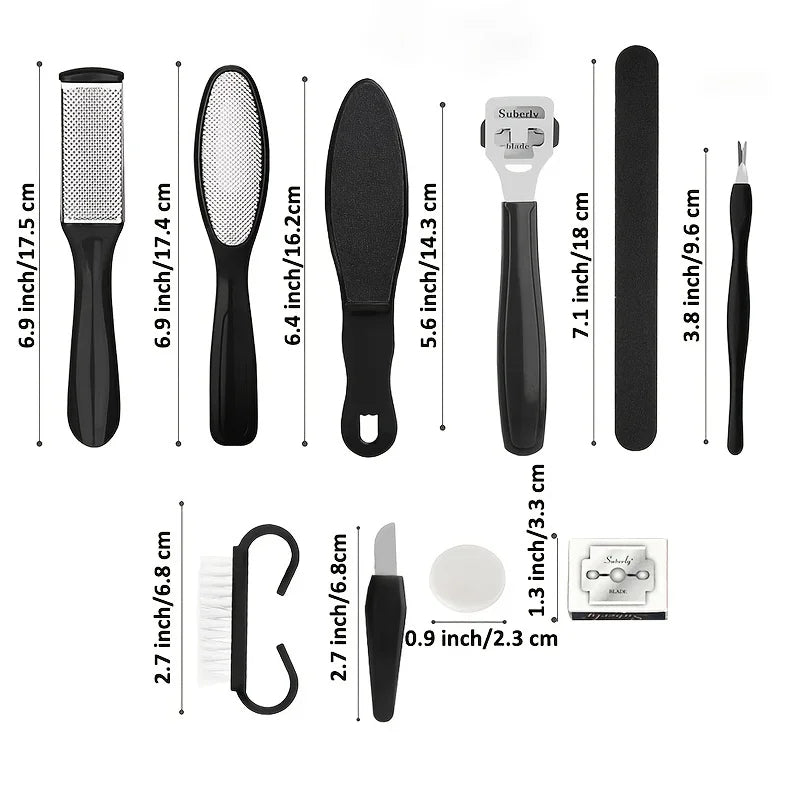 8PCS Professional Pedicure Kit – Stainless Steel Foot Care Tools with Callus Remover & Heel Scraper