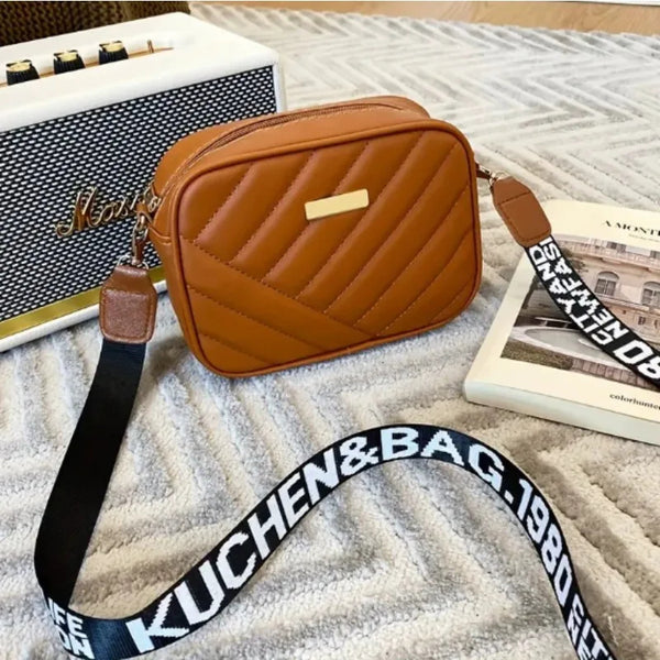 Women’s PU Leather Rolling Strip Camera Bag – Casual Crossbody Shoulder Bag with Adjustable Strap | Mobile Phone & Everyday Essentials Handbag - Live Easy