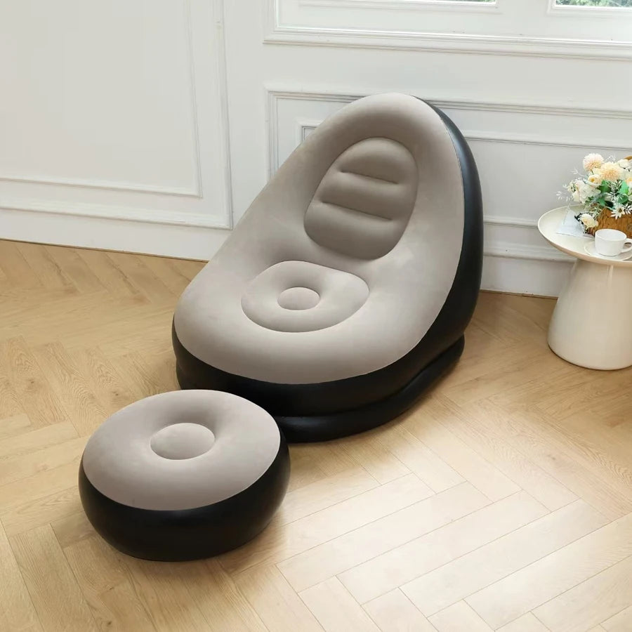Inflatable Lounge Sofa with Footstool Set – Portable Air Chair for Home, Office, Travel & Poolside Relaxation