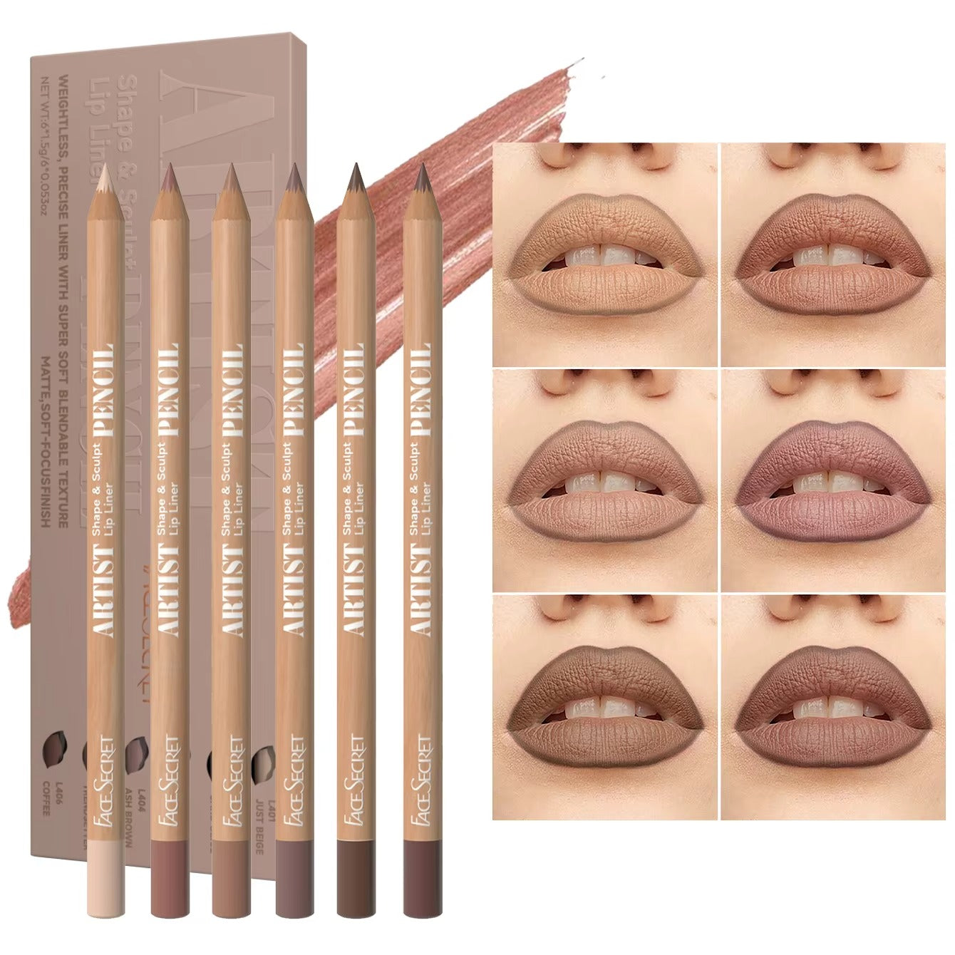 6PCS Velvet Matte Lip Liner Pencil Set – Long-Lasting, Water-Resistant & Ultra Fine - Live Easy