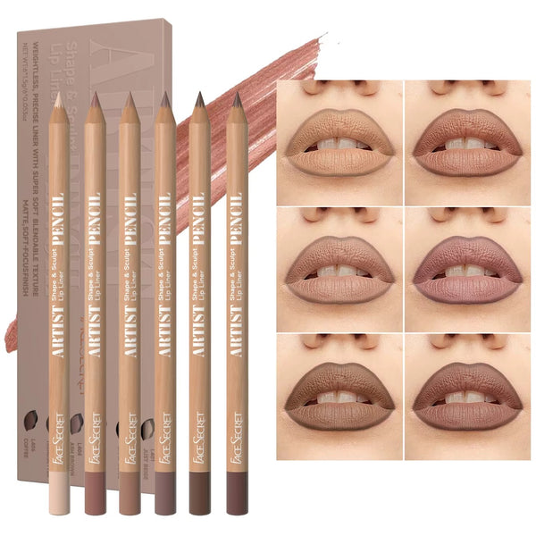 6PCS Velvet Matte Lip Liner Pencil Set – Long-Lasting, Water-Resistant & Ultra Fine - Live Easy