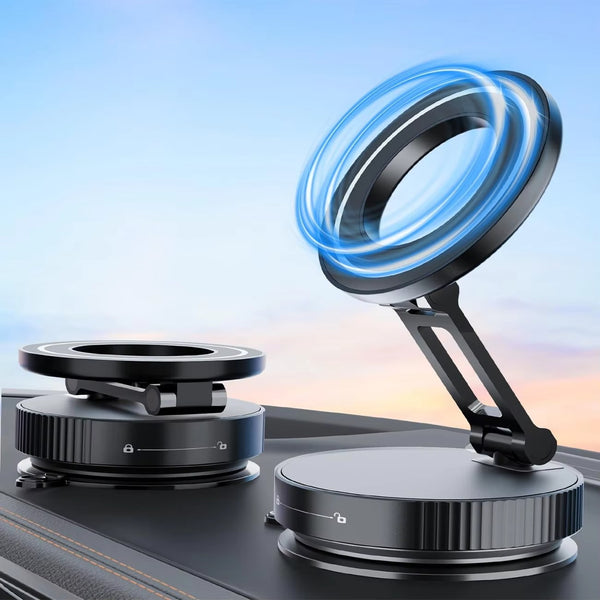 Magnetic Phone Holder – 360° Rotatable & Foldable Design with N52 Strong Magnet & Vacuum Suction Cup | Upgraded ABS Mount - Live Easy