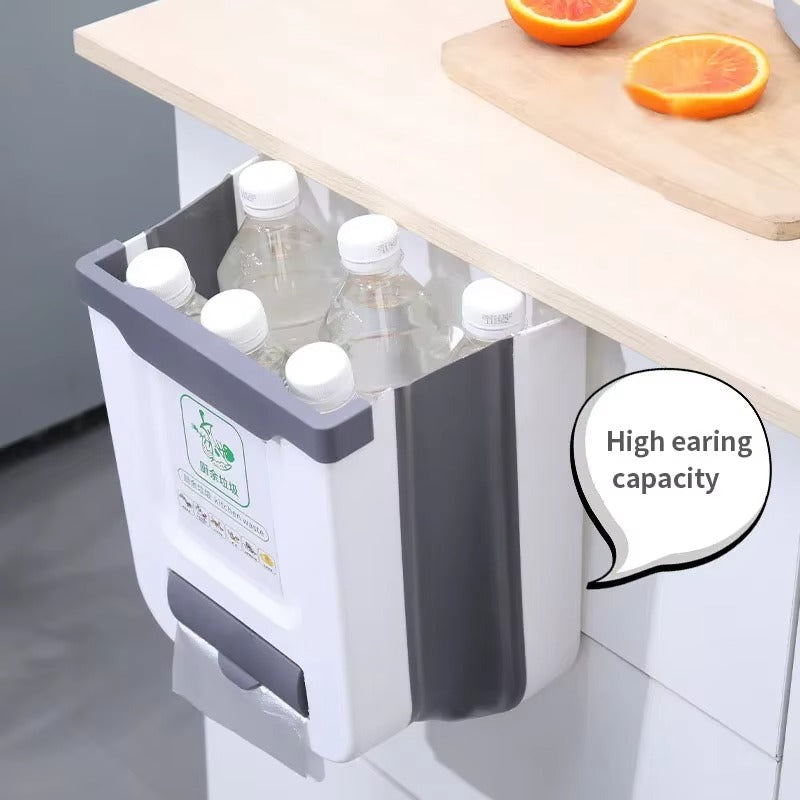 Foldable Hanging Trash Can – Smart, Space-Saving Waste Bin for Kitchen & Bathroom - Live Easy