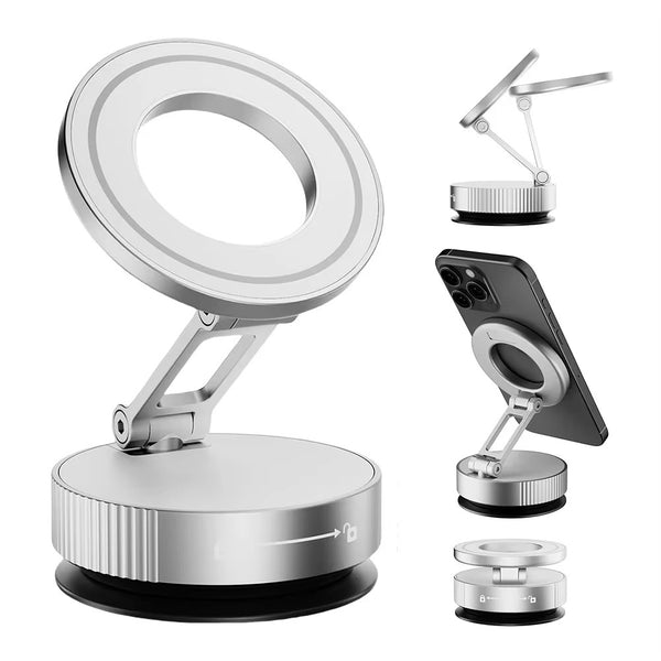 Magnetic Phone Holder – 360° Rotatable & Foldable Design with N52 Strong Magnet & Vacuum Suction Cup | Upgraded ABS Mount - Live Easy