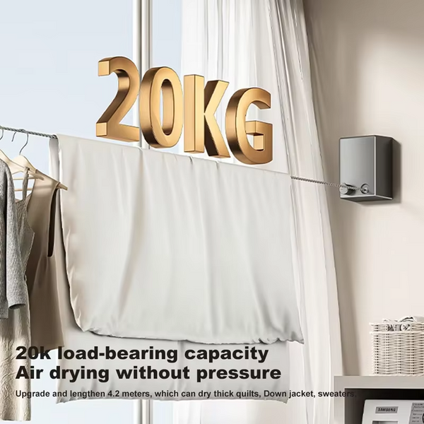 Retractable Stainless Steel Clothesline – Space-Saving Drying Made Simple! - Live Easy