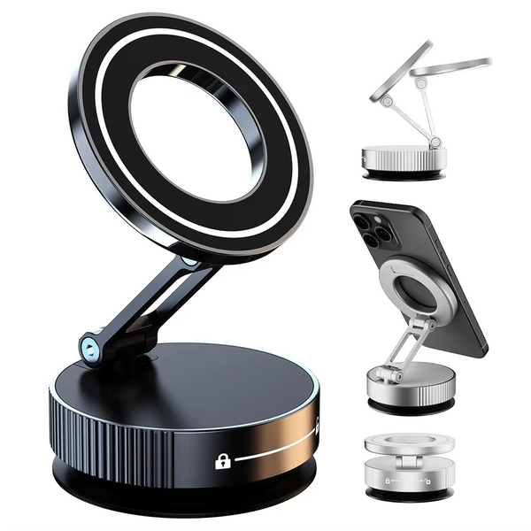Magnetic Phone Holder – 360° Rotatable & Foldable Design with N52 Strong Magnet & Vacuum Suction Cup | Upgraded ABS Mount - Live Easy