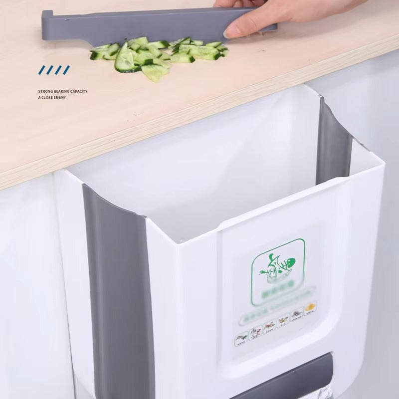 Foldable Hanging Trash Can – Smart, Space-Saving Waste Bin for Kitchen & Bathroom - Live Easy