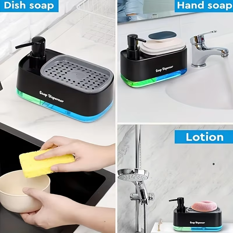 2-in-1 Hand & Dish Soap Dispenser Set – Detergent Pump with Built-In Sponge Holder - Live Easy