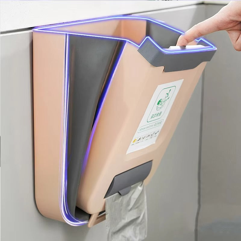 Foldable Hanging Trash Can – Smart, Space-Saving Waste Bin for Kitchen & Bathroom - Live Easy