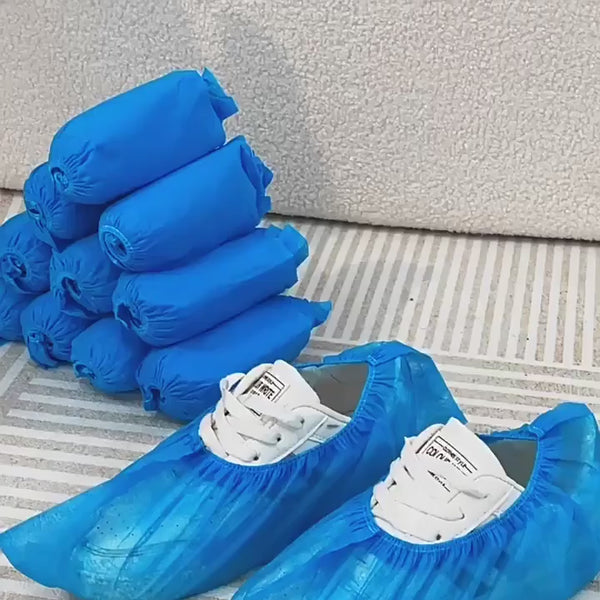 Disposable Non-Woven Shoe Covers – Waterproof, Anti-Slip Protective Booties for Home, Travel & Hotel Use (Plastic + Fabric)