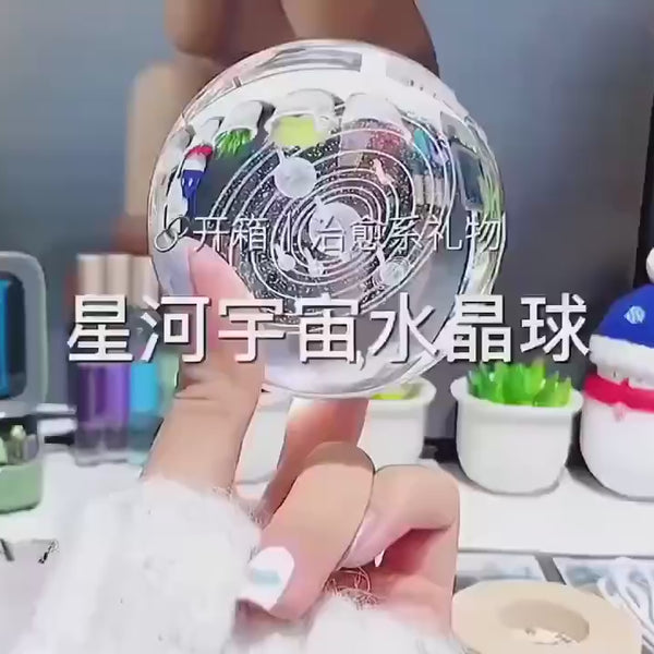 Crystal Ball LED Night Light Lamp 3D – USB Rechargeable Moon & Galaxy Table Lamp for Home Decor, Parties & Gifts