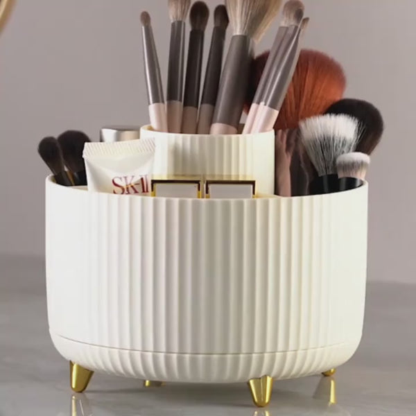 360° Rotating Cosmetic Storage Box – Multi-Functional Makeup Organizer with 5 Compartments